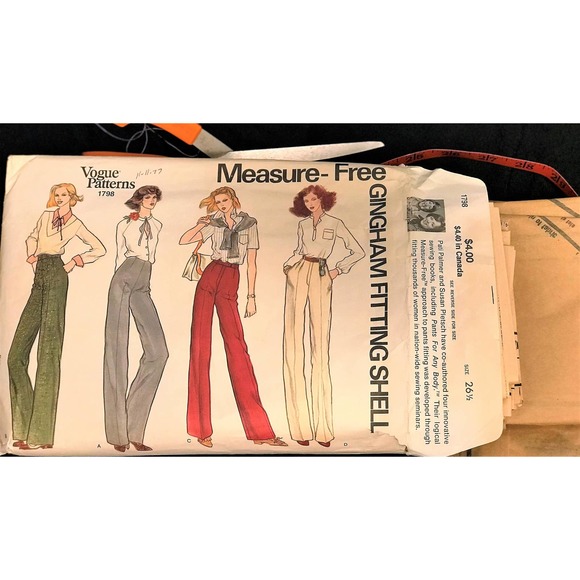 Vogue Pattern 1798 Measure-Free Gingham Fitting Shell Pants On-Trend Style - Picture 4 of 10